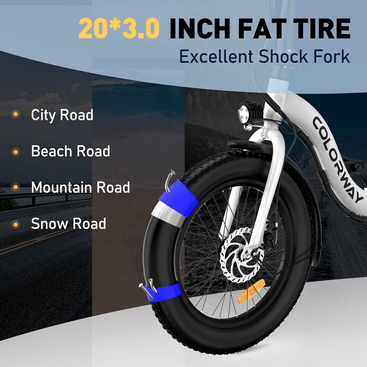 Elektrische Fiets Colorway BK6G - 20*3.0 Inch Fat Tire City Commuter EBike met Afneembare 36V 12Ah Lithium Batterij - Opvouwbaar Mountain E-Bike met 250W Motor – foto 5