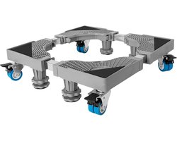 Mini koelkaststandaard - Draagbare wasmachinestandaard met 8 wielen - Draagbare wasmachinewagen - Met 4 stevige poten - Geschikt voor koelkasten, wasmachines en drogers - Grijs
