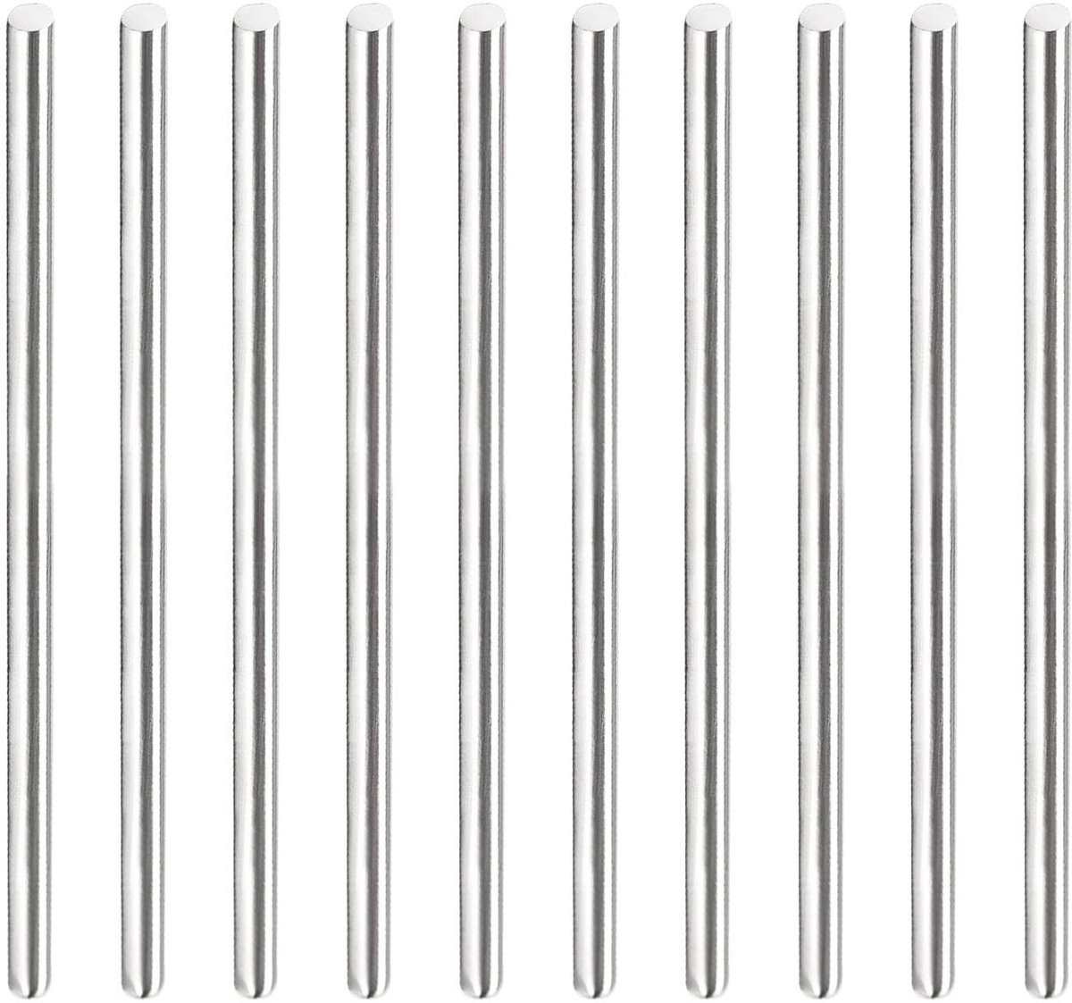 Dailygoods- Ronde Staaf Roestvrij Staal 304 - 2 mm x 50 mm - 20 Stuks - Ambachtelijk Model - Vliegtuigmodel/Scheepsmodel - Hoge Hardheid - Stalen Staaf