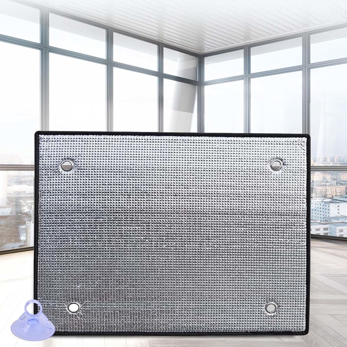 KZQ 2 stuks raamfolie warmte reflecterend, aluminium folie isolatiefilm voor volledige verduistering en privacy, met zuignappen, UV-werend en hittewerend, geschikt voor glas, 50x100 cm Zilver