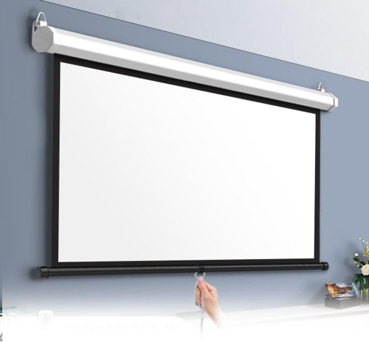 Projectiescherm - Filmscherm Rolscherm - Thuisbioscoop Presentatie - Automatisch Vergrendelingsmechanisme - 60 Inch 4:3 - Wit