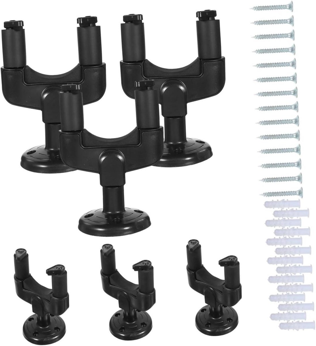Gitaar Muurbeugels - Instrument Hangers - Instrumenten Ophangen - Automatische Vergrendeling - Set Van 6 - Zwart