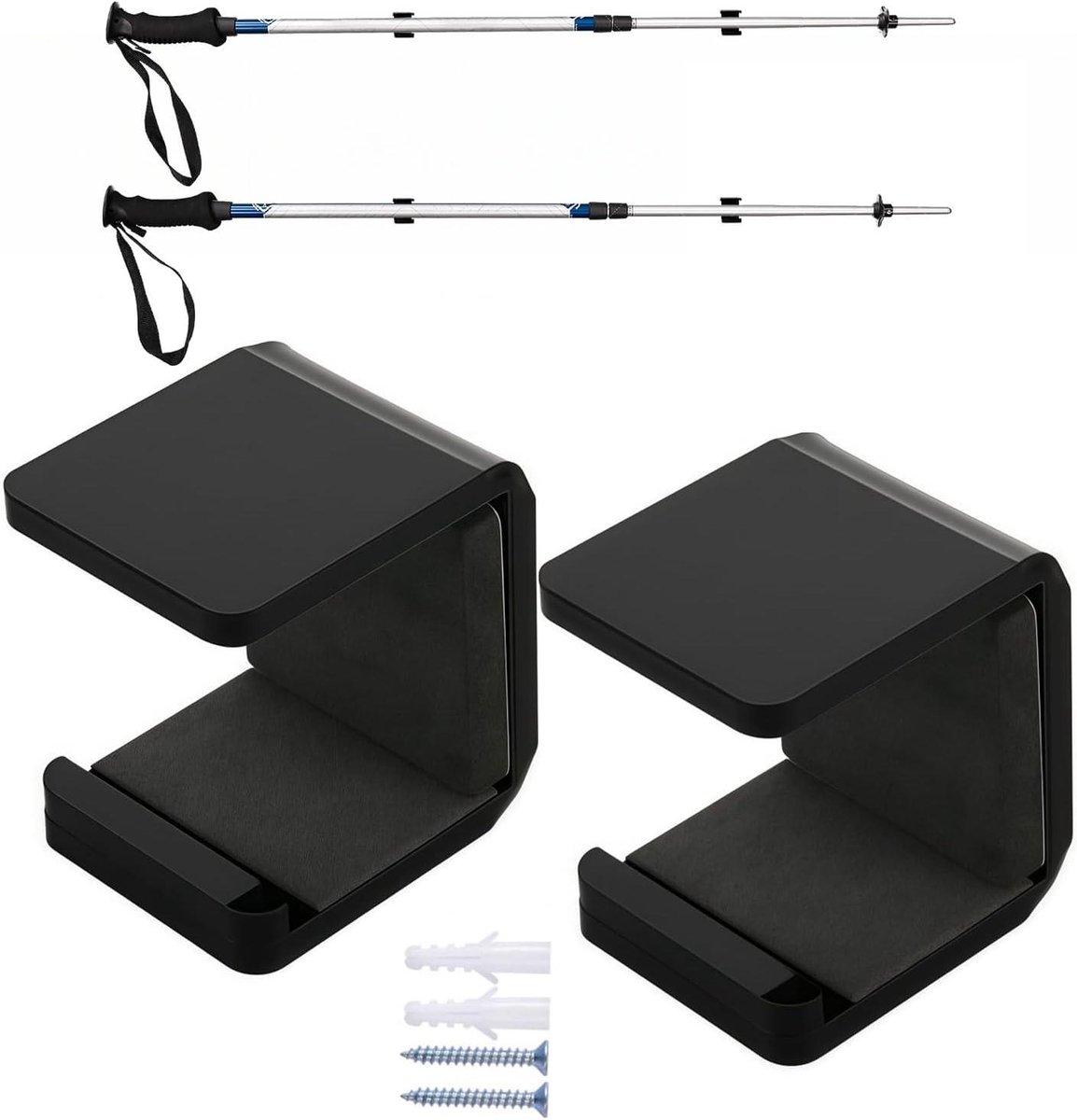 Hockeystick Hanger - Sportrek - Sportuitrusting Opbergen - Krasvrije Bescherming - 2 Stuks - Zwart