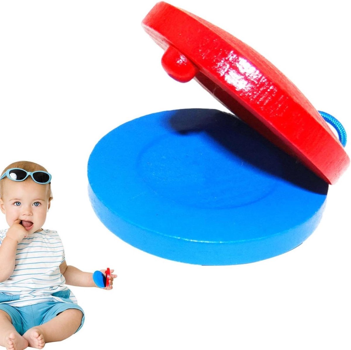 Houten Castagnetten - Handpercussie Instrument - Muzikaal Spelen - Educatief Plezier - 5.5 cm - Bruin
