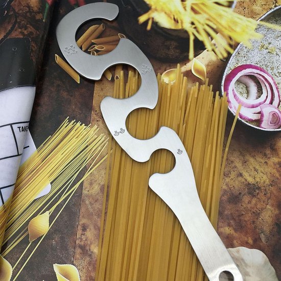 Spaghettimeetapparaat - Portiehulp Keuken - Perfecte Porties - S-vormig Ontwerp - 4 Gaten - Zilverkleurig — afbeelding 4