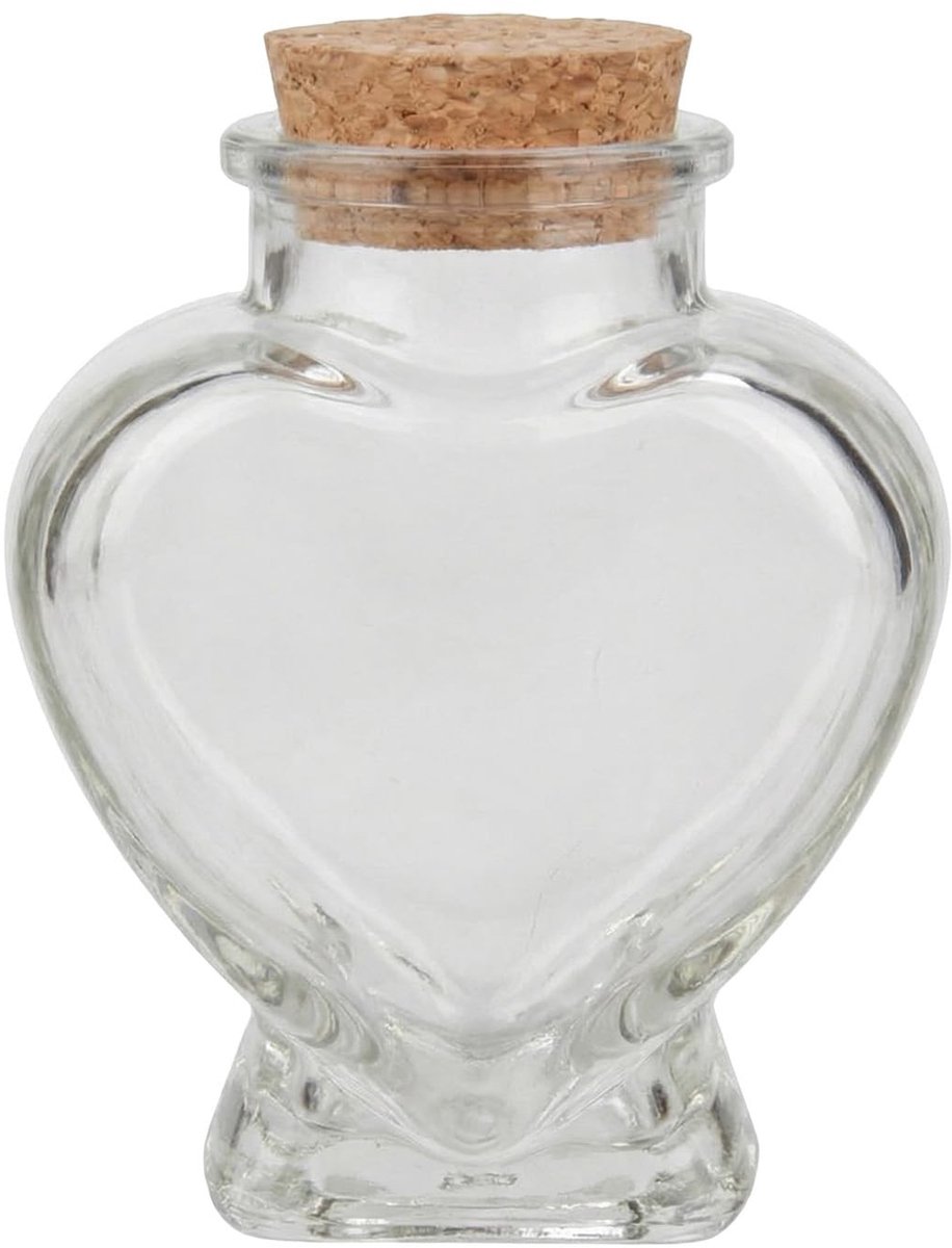 Dailygoods- Glazen Fles 75ml Hartvormig - Glazen Fles met Kurk - Decoratieve Fles - DIY Projecten - Feestbenodigdheden - Duurzaam Glas