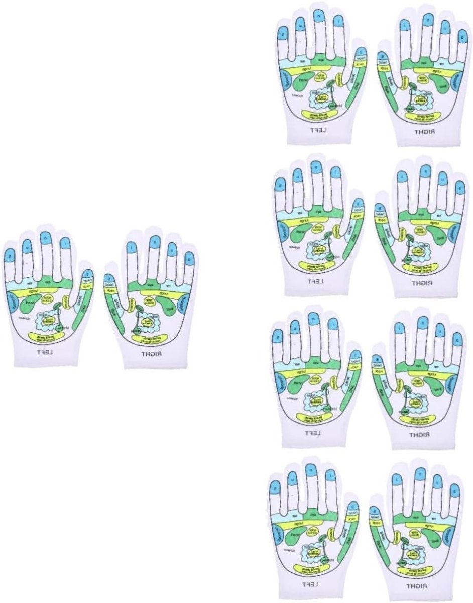Acupressuurhandschoenen - Reflexologie Wanten - Handmassage Thuis - Ademend Elastisch Materiaal - 5 Paar - Wit