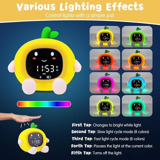 Kinderwekker Dag Nacht - Educatieve Wekker - Kind Leren Wakker Worden - Emoji en Kleur Indicatie — afbeelding 3