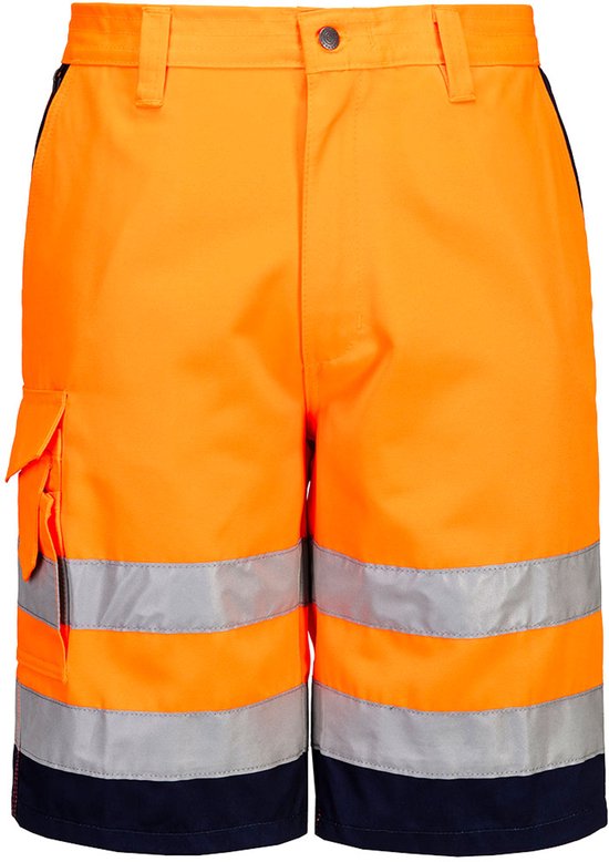 Short en polycoton haute visibilité Portwest E043 - Orange/Marine - XXL