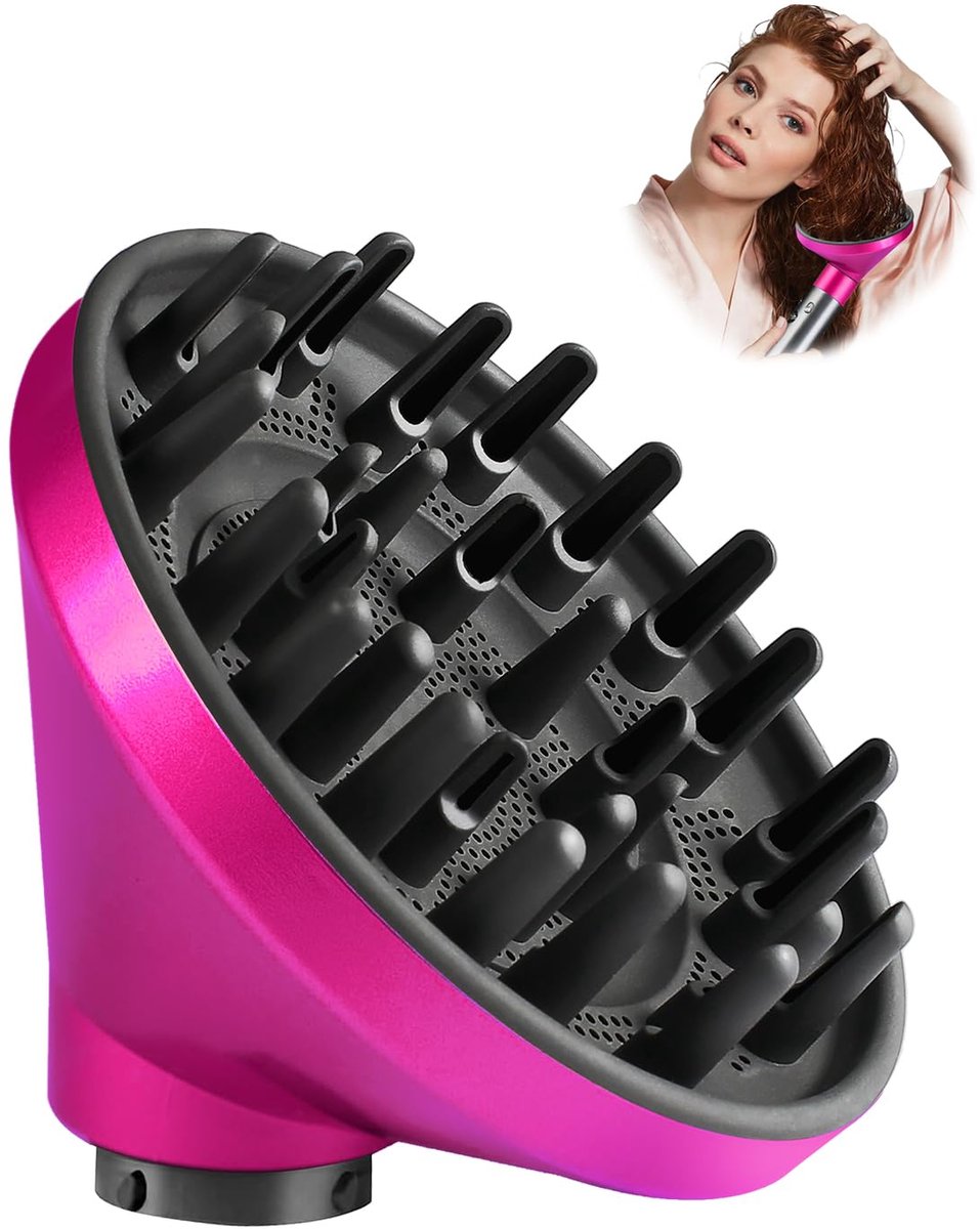 Verbeterde grote diffuser geschikt voor Dyson Airwrap HS01 HS05 HS08 id - Diffusermondstuk voor snel drogen van golvend, krullend en dik haar - Fuchsia
