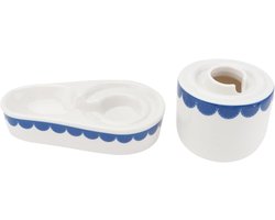 Keramische Drinkbak - Voer Schotel - Dieren Voeden - Anti-slip Stabiliteit - 17.5X12.5CM - Blauw