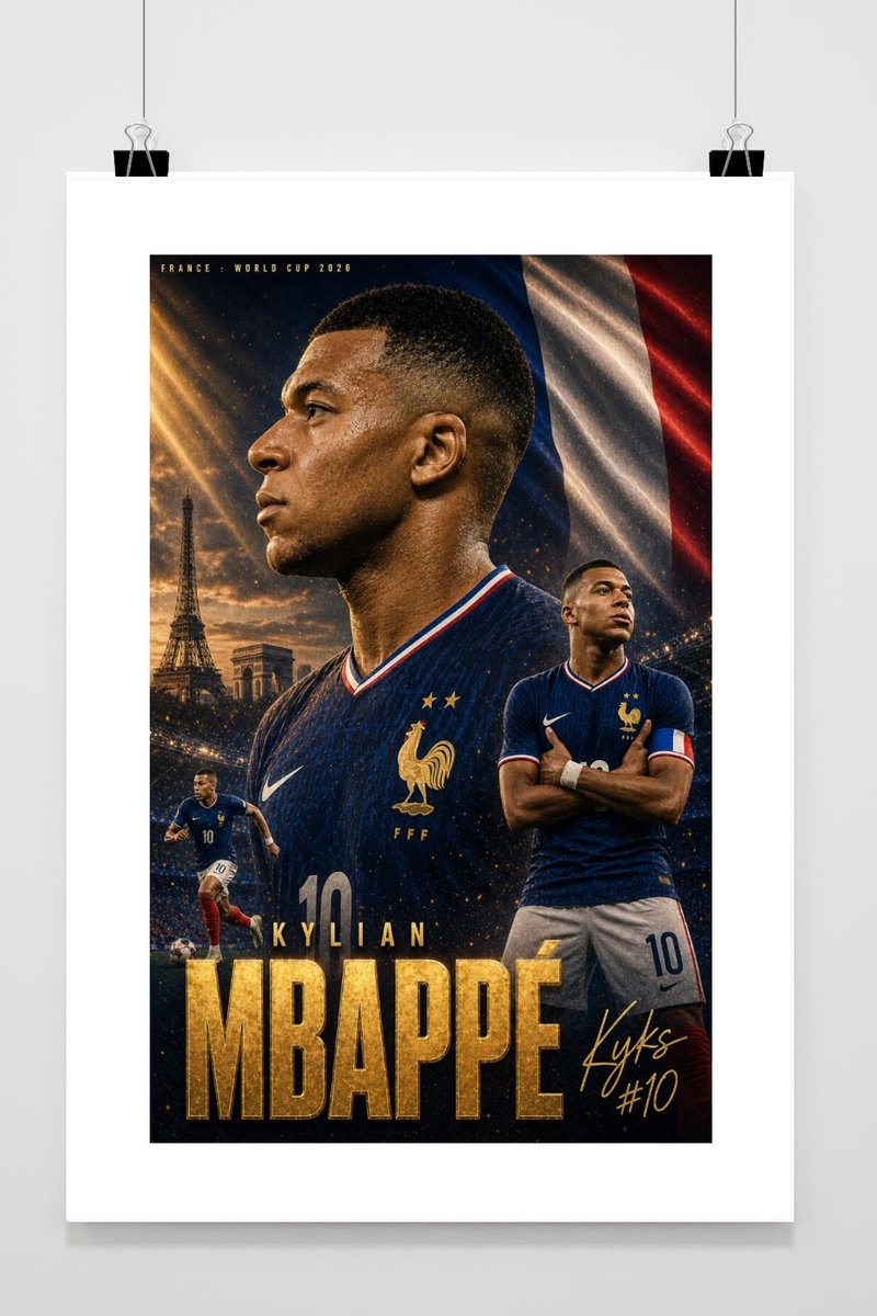 Kylian Mbappé Poster - Voetbal Posters - Sport - WK 2026 - Frankrijk - Kyks - Aanvaller -