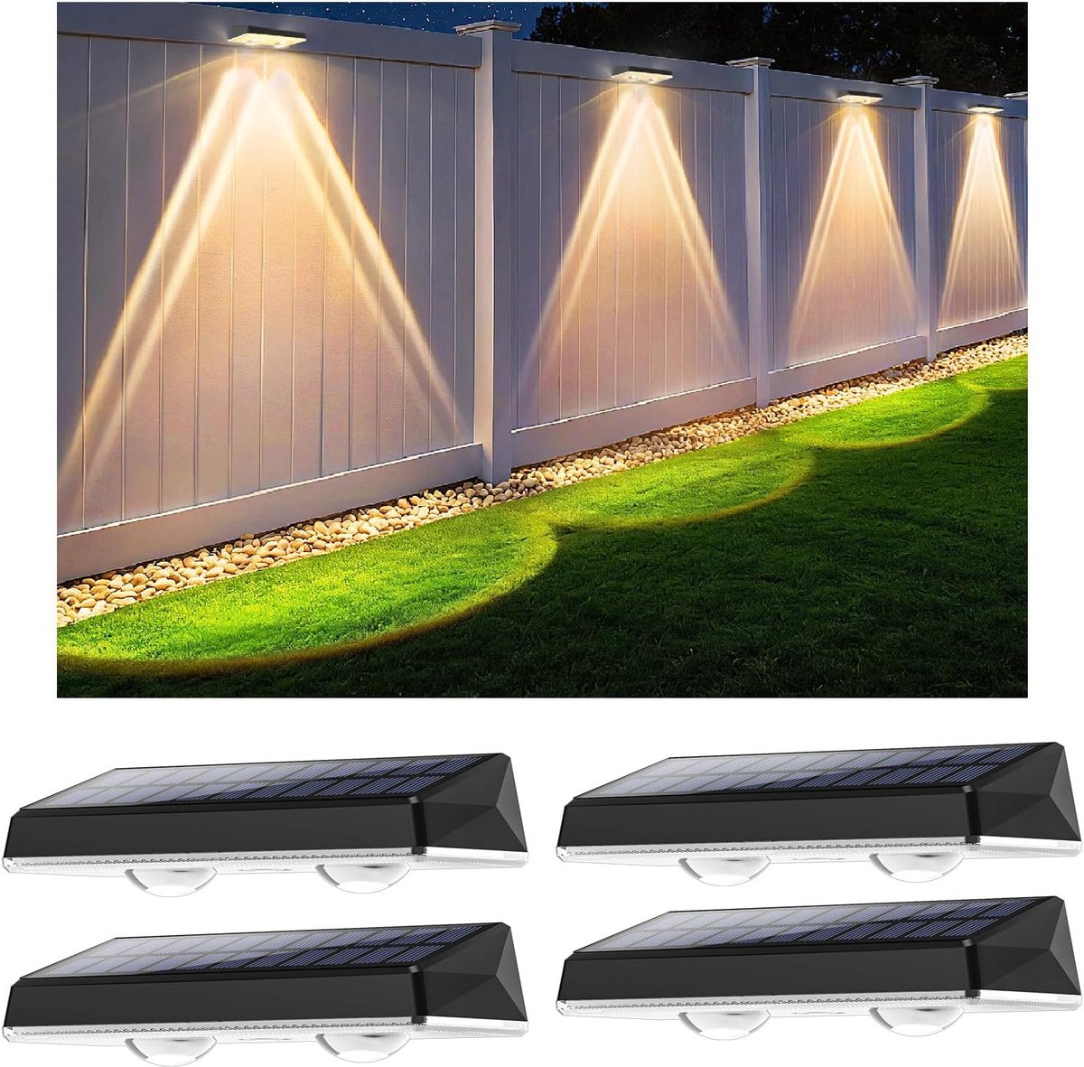 Solar Tuinlamp - Wandlamp Solar - Buiten Verlichten - 3 Lichtstanden - 4 stuks - Warm Wit