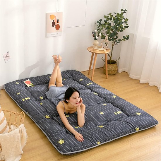 Dubbele Futon Matras - Japanse Vloermat - Comfortabel Slapen - Opvouwbaar en Draagbaar - 135x200cm - Geel — afbeelding 4