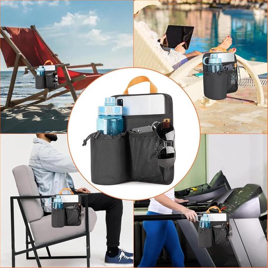 Drinkhouder Strandstoel - Stoel Organizer - Buiten Ontspannen - Stabiele Bevestiging - 27x26 cm - Zwart — afbeelding 5