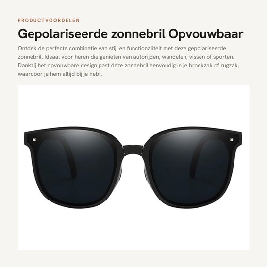 Dailygoody - Gepolariseerde zonnebril - Opvouwbaar - UV-bescherming - Zwart - Retro zonnebril - Geschikt voor heren - Voor autorijden, wandelen, visse — afbeelding 3