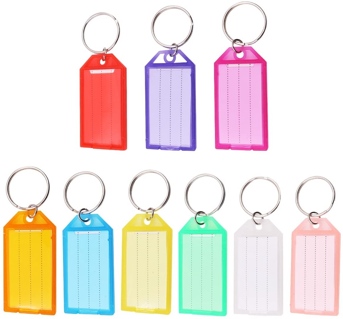 Dailygoods- Sleutelhangers 50 Stuks - Plastic - Etikettering - Milieuvriendelijk PP - Doorzichtige PVC-Hoezen - Duurzaam en Flexibel - Label