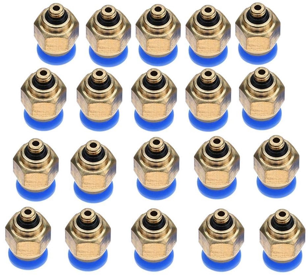 Dailygoods- Snelkoppeling 4 mm - Pneumatische Connector - Buitendraad - Instekelement - Elleboogsnelkoppeling - Voor Snelle Verbinding - Pneumatische Koppeling