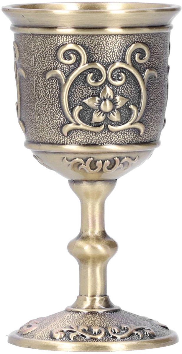 Dailygoods- Wijnbeker 9,2 cm - Decoratieve Kelk Beker - Bronzen Goblet - Retro Drinkbeker - Perfect Cadeau - Ideale Temperatuur