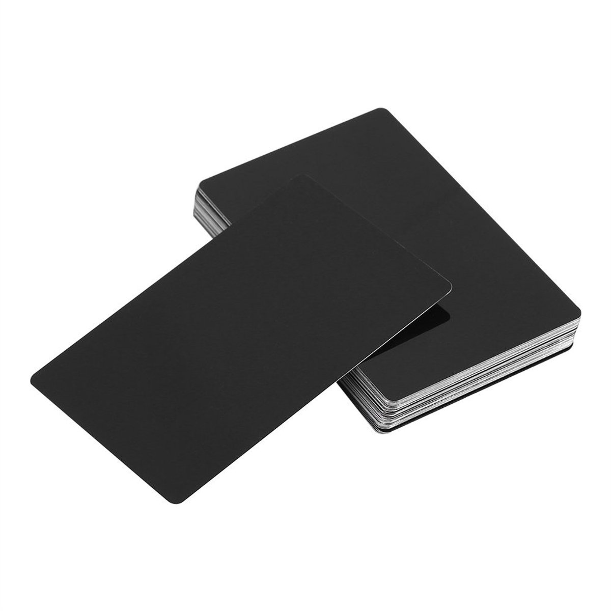 Dailygoods- Visitekaartjes 50 Stuks - Aluminiumlegering - Gegraveerd Metaal - Glad - Zwart - Compacte Afmetingen 86x54x0,22 mm - Metalen Kaartjes