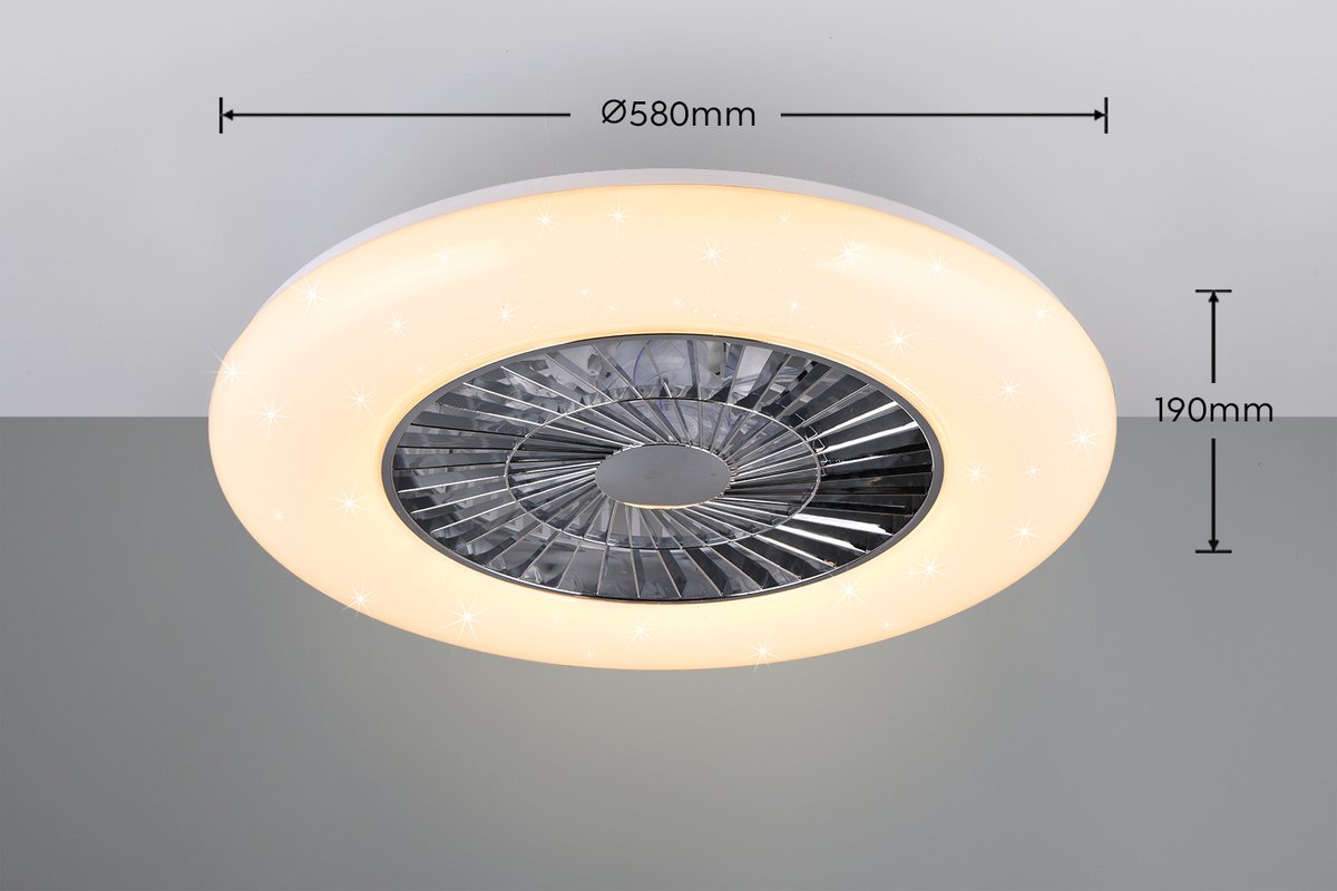 Fantiluxe - Agnes - Plafondventilator met verlichting - Chroom - Ø58cm - Afstandsbediening - Met lamp - Plafond ventilator - Slaapkamer – foto 4