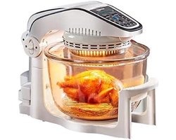 Heteluchtfriteuse Oven - Airfryer Glazen Kom - Gezond Koken - Zichtbare Garing - 10 Liter - Wit