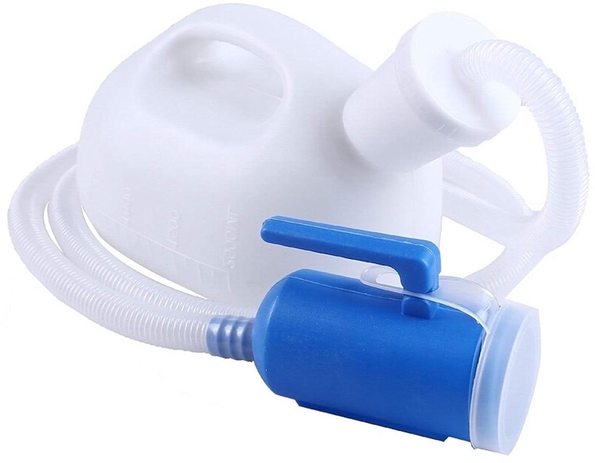 Urinal voor mannen - Portabel urinebeker - Noodoplossing onderweg - Grote capaciteit 2000ml - Met lange slang - Wit