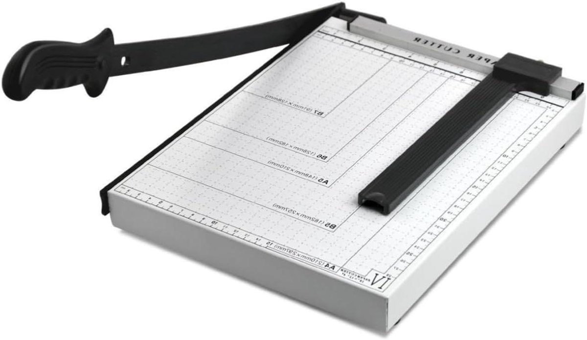 Papiersnijder Guillotine - Papier Snijmachine - Nauwkeurig Snijden - Verstelbare Maatgeleider - 30 cm Snijlengte - Multi Color