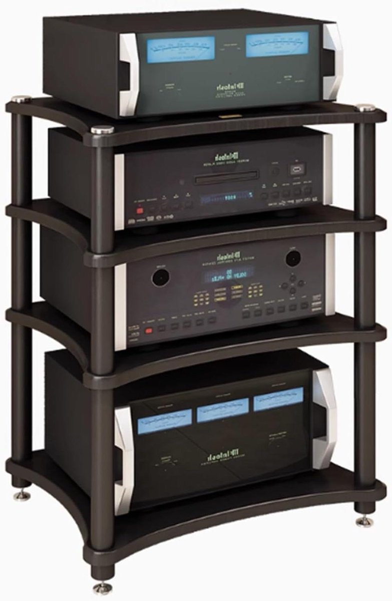 Audiokastenrek - Stereo Kast - Media Opslag - Robuust Ontwerp - 4 Tier - Zwart