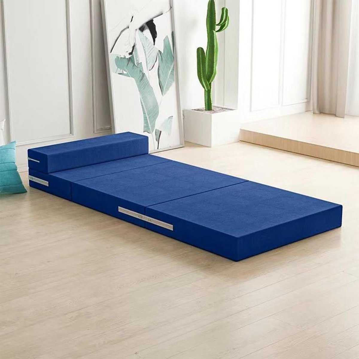 Opvouwbare Matras - Logeerbed Vloermatras - Comfortabel Slapen - Drie Posities - 200x70x10 cm - Blauw