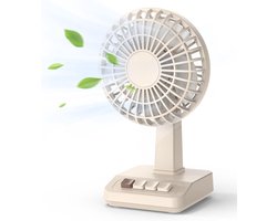 longziming -Retro Tafelventilator - Vintage Bureaufan - Draadloze Ventilator - 5 Snelheden - ABS Kunststof - Stilvol Design - Lange Accuduur - 1 Stuk