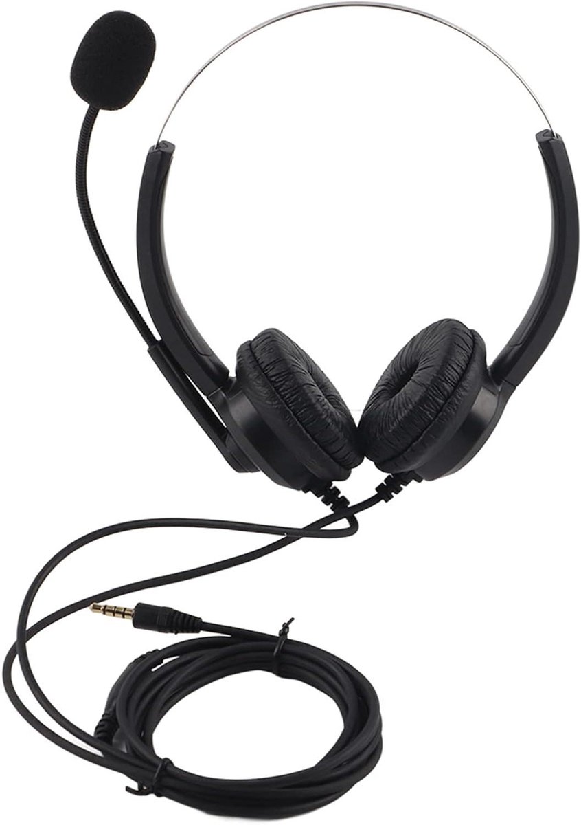 PC Headset - Telefoon Hoofdtelefoon - Online Communicatie - Ruisonderdrukkende Microfoon - 19 x 145 x 37 cm - Zwart
