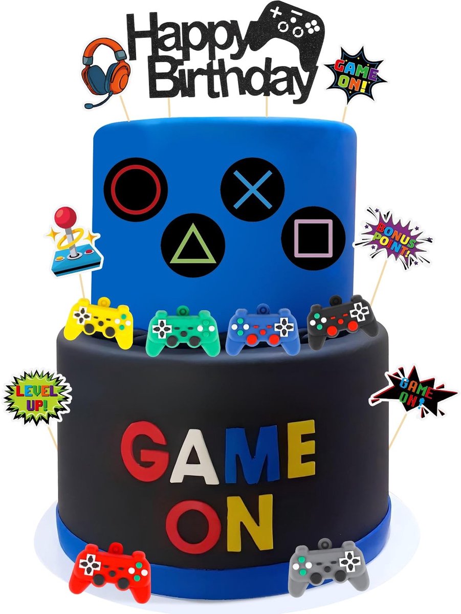 Dailygoods- Cupcake Toppers 11-delig - Gaming Taartdecoratie - Muffin Decoraties - Verjaardagsfeest - Baby Shower - Uniek Thema