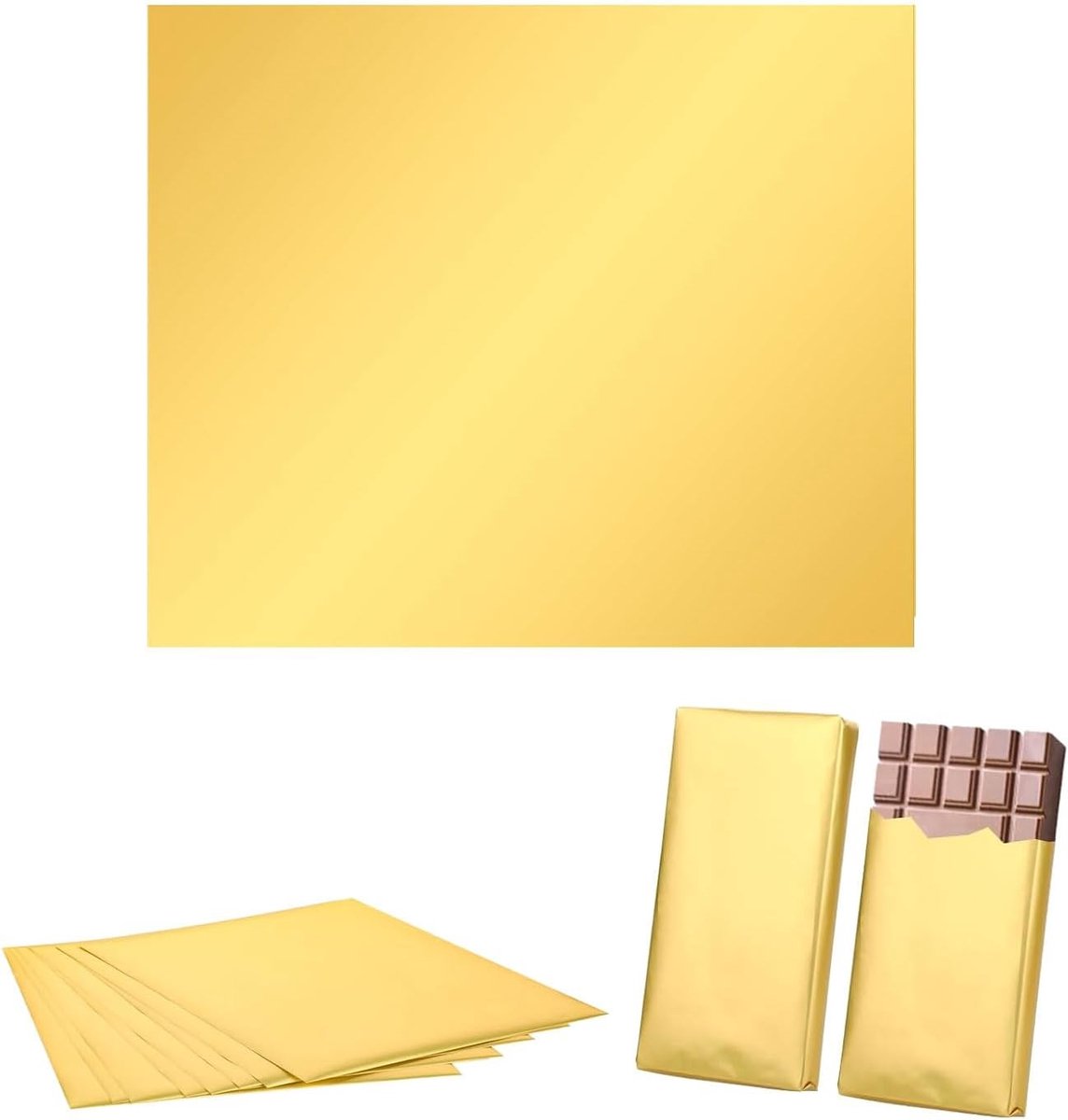Dailygoods- Aluminiumfolie Goud - Verpakking voor Chocolade - 100 Stuks - 19 x 16 cm - Voedselveilig - Creatieve Verpakking - Cadeauverpakking