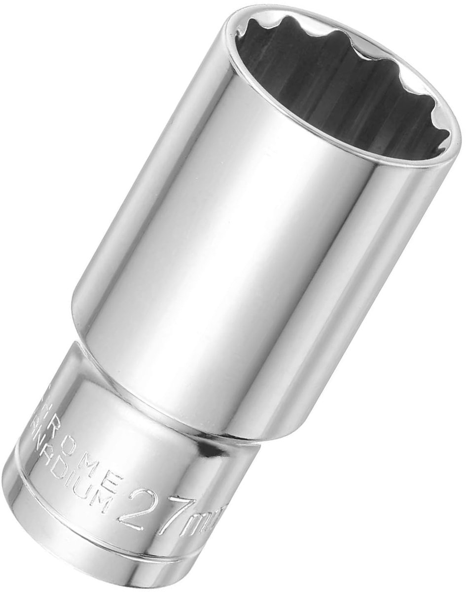 Dailygoods- Diepe Steeksleutel 27mm - 1/2" Drive - 12-Punts Socket - Chroom-vanadiumstaal - Duurzaam - Geschikt voor Autoreparatie