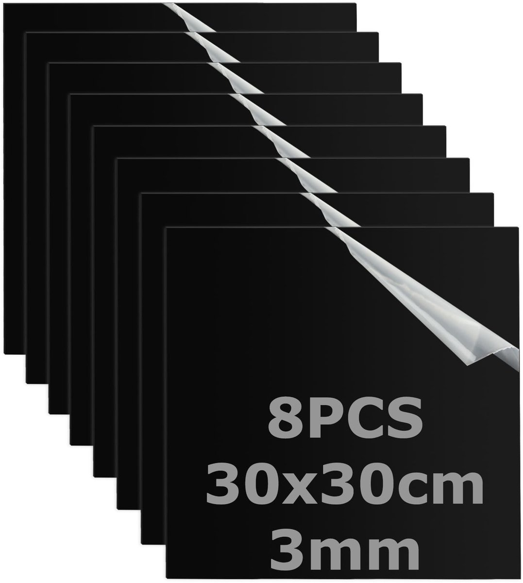 Dailygoods- Acrylplaten 30 x 30 cm - 8 Stuks - Zwart - 3 mm Dikte - Acrylglas - Duurzaam Materiaal - Acrylschijven