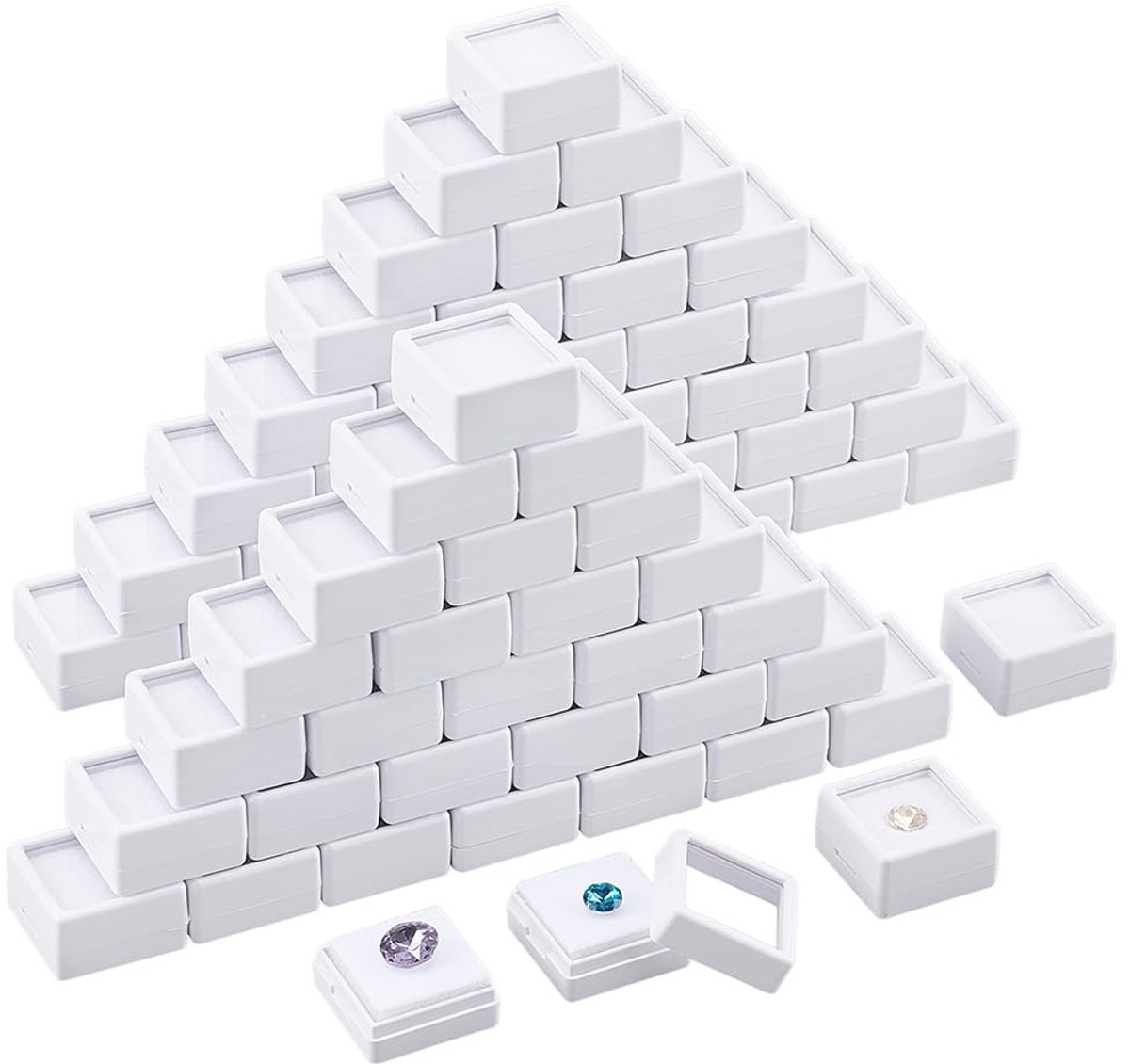 Dailygoods- Edelsteen Doos 70 Stuks - Vierkante Doos - Plastic - Waterdicht - Stapelbaar - Duurzaam Materiaal - Sieradenbox