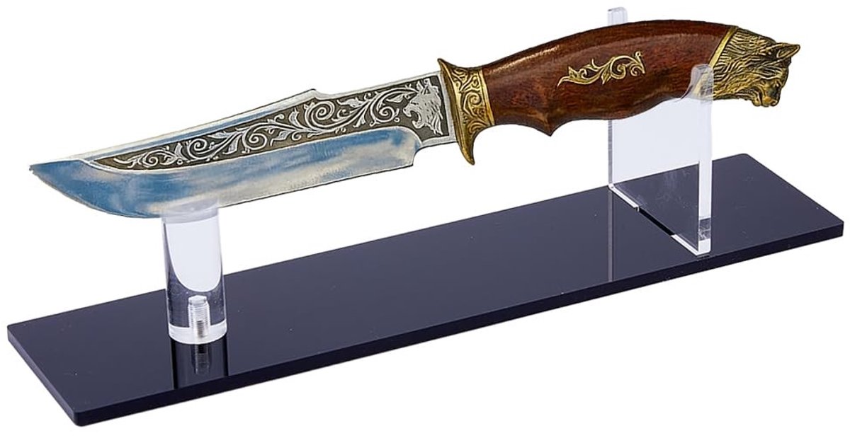 Dailygoods- Meshouder Acryl - Dagger Houder - Vaste Mes Houder - Bureau Zwaard Stand - Compact Formaat 26,8x6,4x6,95 cm - Lichtgewicht en Stevig - Mesdisplay