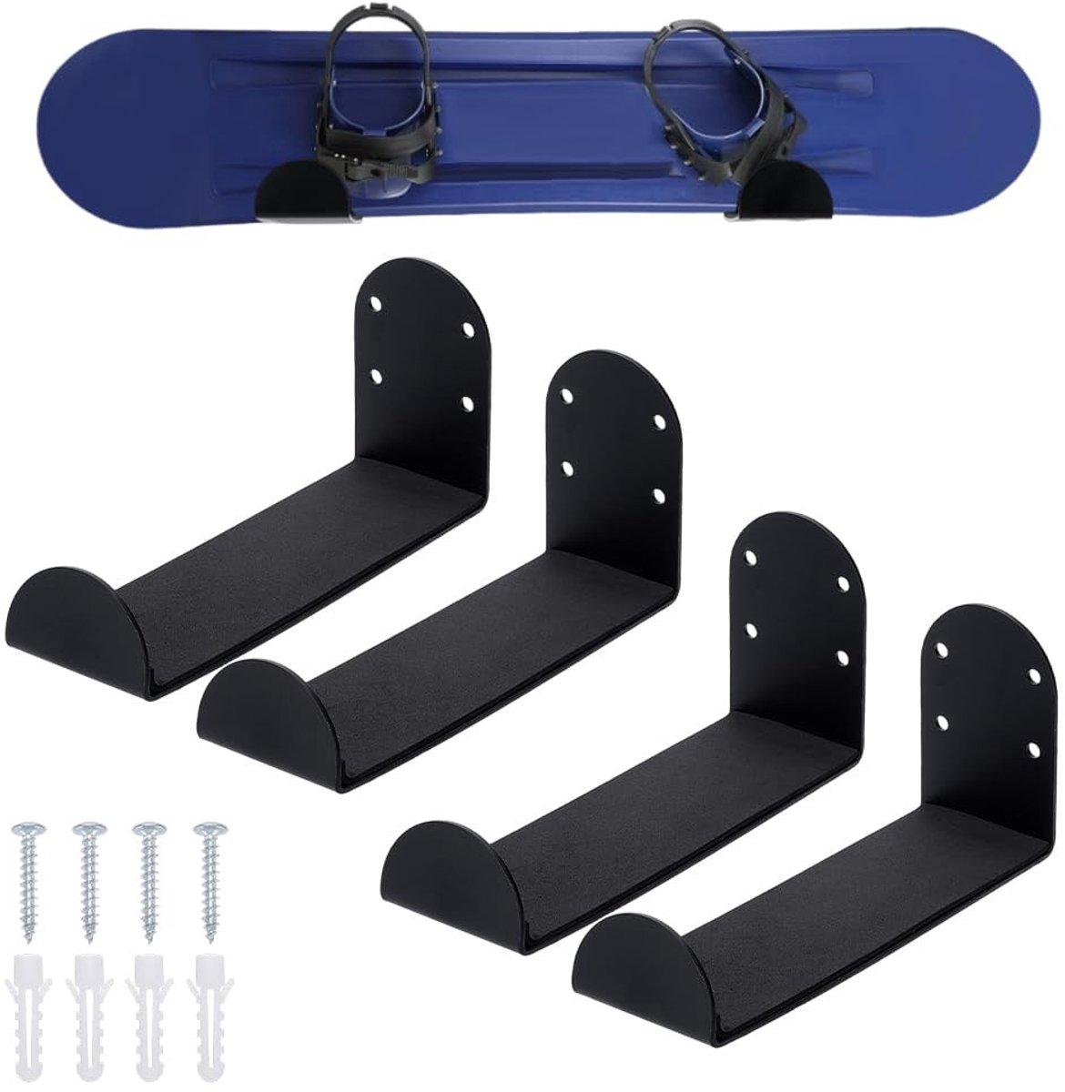 Dailygoods- Wandhouder Robuust - Wandhouder Ski/Snowboard - Zwart Roestvrij Staal - 16,8 x 5,1 x 7,8 cm - Elegante Vitrine - Ruimtebesparend - Skiopbergers