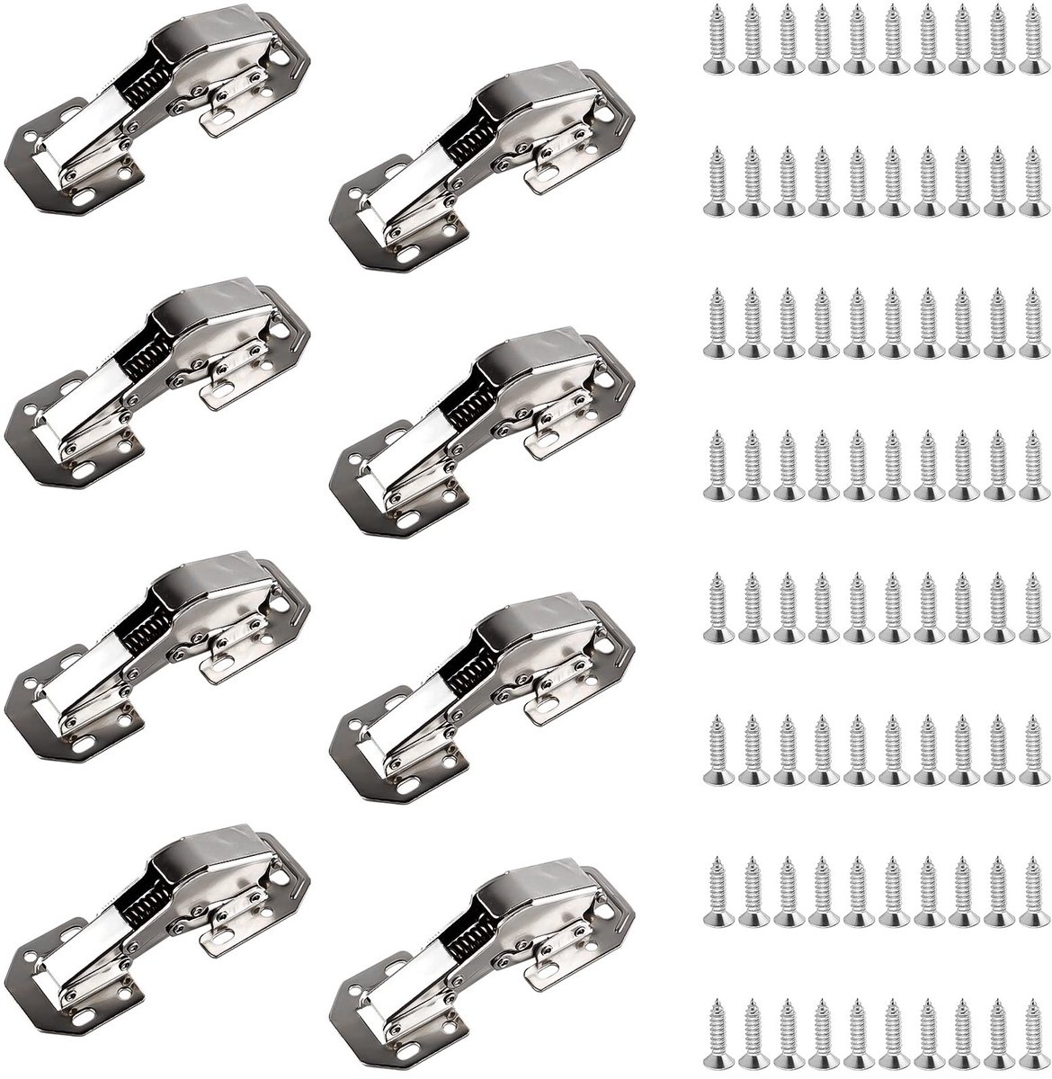 Dailygoods- Keukenkastscharnieren 90° - Hydraulisch Gedempte Scharnieren - Koudgewalst Staal - Vernikkeld - 113 × 43 mm - Sterke Montage - Deurscharnieren