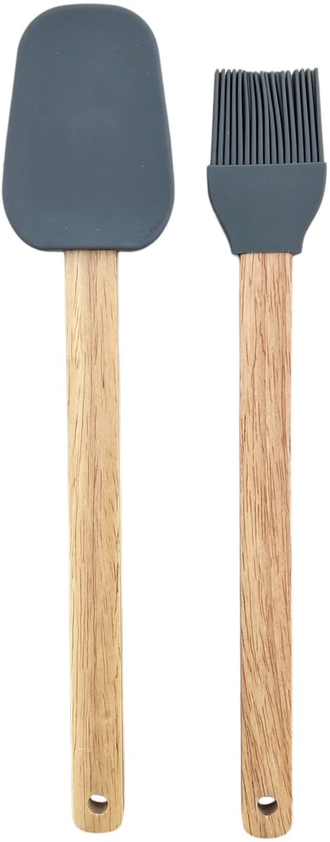 Dailygoods- Deegschraper Hittebestendig - Deegspatel - Siliconen Keukenhulp - Vaatwasmachinebestendig - Houten Handvat - Perfect voor Hobbykok