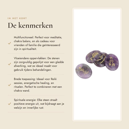 Dailygoods- Chakra Stenen Set 4 Stuks - Reiki Symbolen - Meditatie Decoratie - Healing Kristallen - Chakra Balancering - Handgegraveerde Symbolen - Healing Stones van Dailygoods — afbeelding 4
