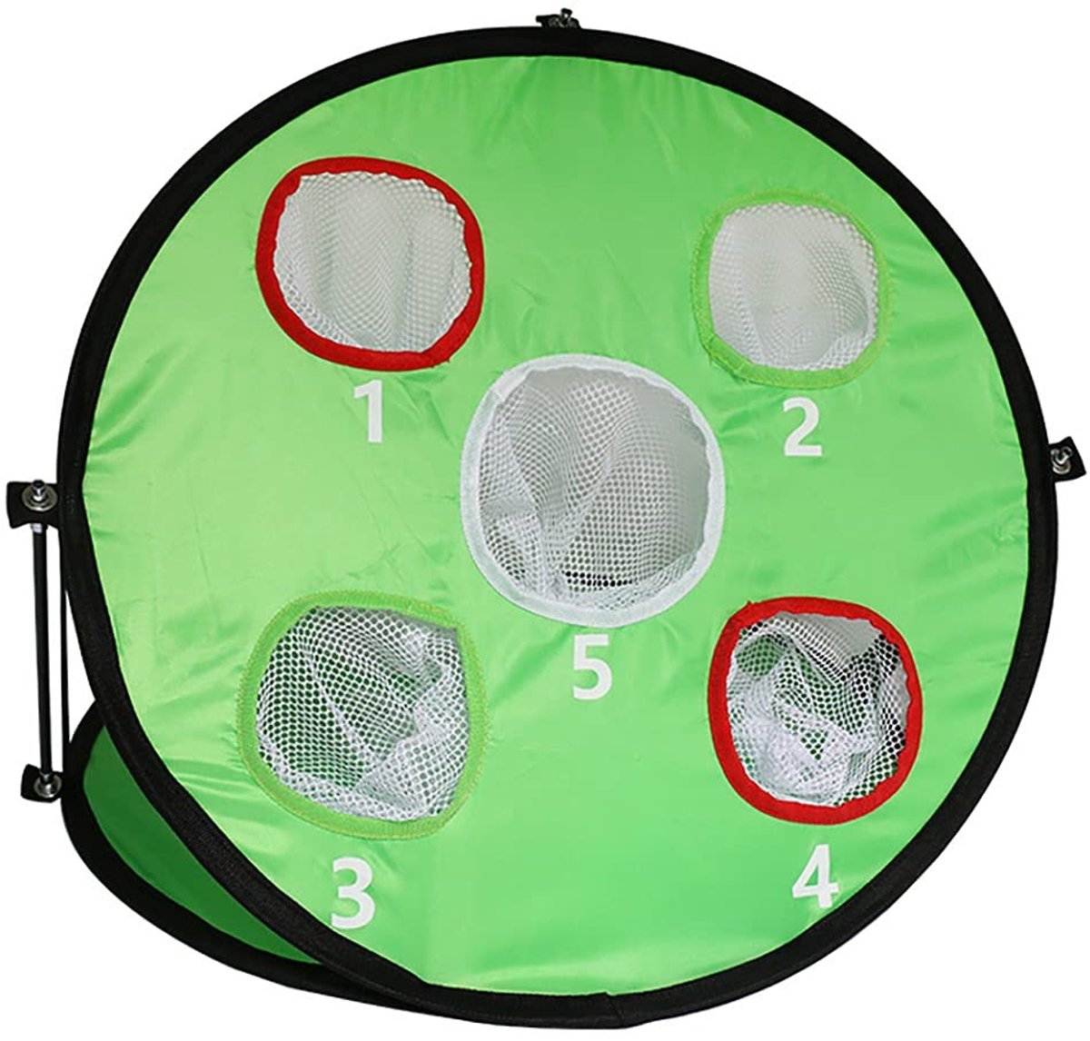 Dailygoods- Golfnetto Dubbelzijdig 5 Gaten - Opvouwbaar Golftrainingsmateriaal - Draagbaar Sportaccessoire - Indoor/Outdoor Gebruik - Verbeter Schottypes - Golftraining