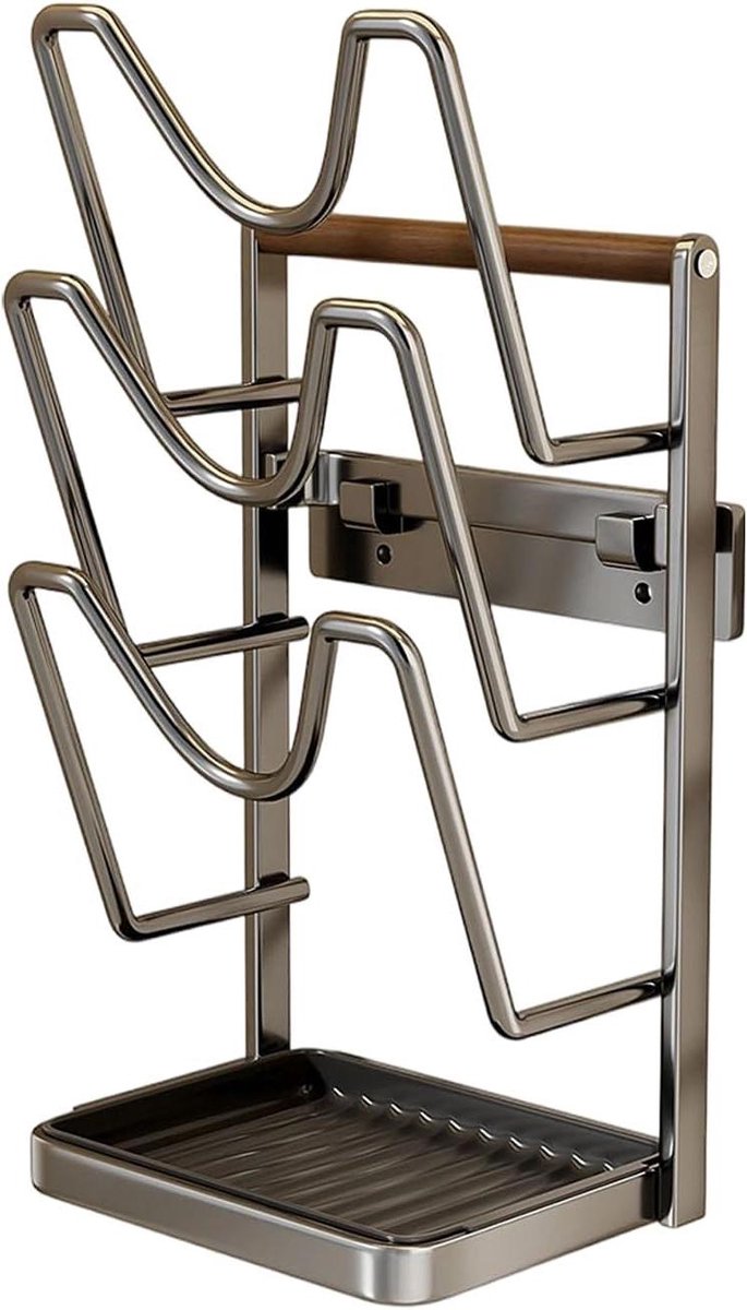 Dekselrek - Panhouder - Keuken organiseren - Verticale RVS - 224 x 203 cm - Zilverkleurig