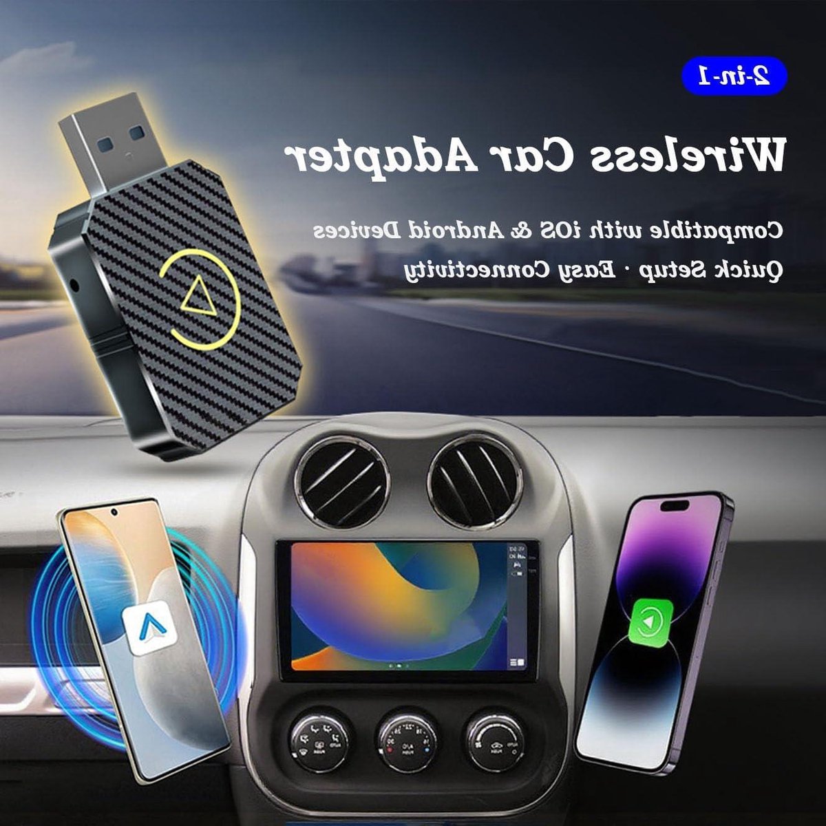 Auto CarPlay Adapter - Draadloze Dongle - Muziek Luisteren - Snelle Koppeling - USB Plug - Zwart