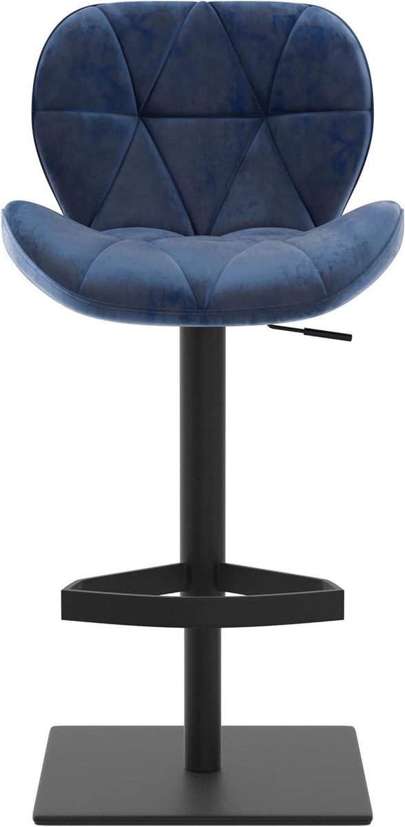 Barkruk Fluweel - Barstoel Zwart - Aan Hoge Tafel - Verstelbare Hoogte - 86-108 cm - Navy