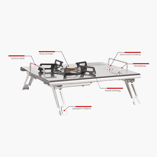 Draagbaar Kooktoestel - Opvouwbaar Fornuis - Outdoor Koken - Roestvrijstalen Constructie - 415 x 29 x 105 cm - Zilver — afbeelding 5