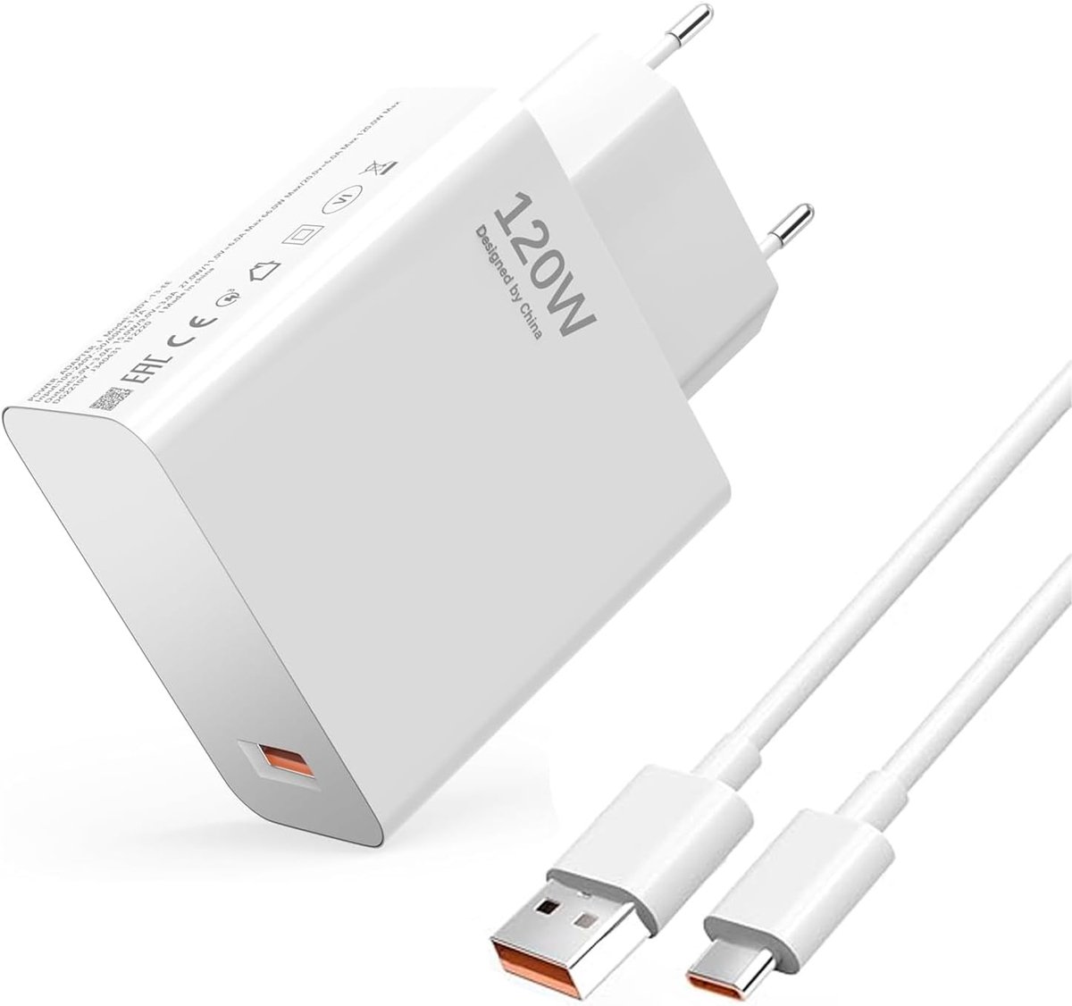 120 W USB-C-oplader (inclusief snellaadkabel), voedingsadapter, oplader
