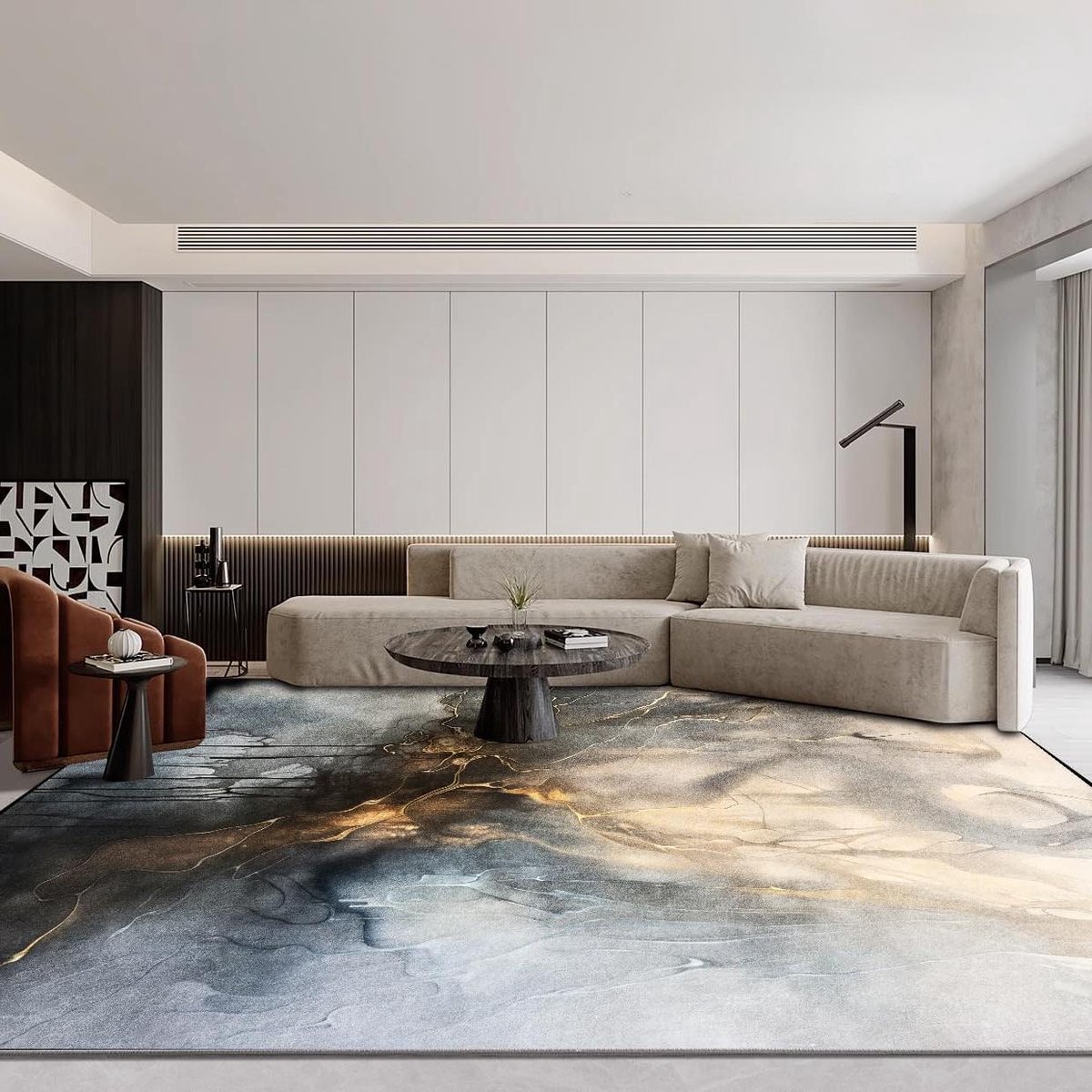 Vloerkleed - Abstract Tapijt - Woonkamer Inrichting - Wasbaar En Zacht - 200 x 290 cm - Zw