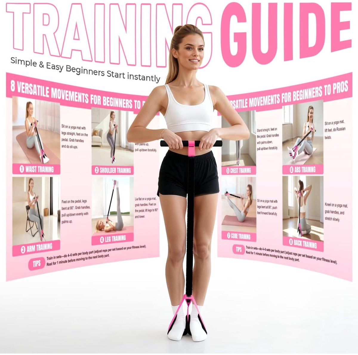 Elastische Buikspiertrainer - 50 pond - Ab Trainer - Ab Roller - Ab Wheel - Elastiek Met Handvat En Pedaal - Elastische Weerstandsbanden - Buikspierwiel - Buikspiere - Resistance Fitness Weerstand Pedaal Band - Buikspieren - Weerstandselastiek — cadeau in Sport & Outdoor - foto 4